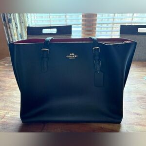 Coach Black Leather Bag with Gold Accents